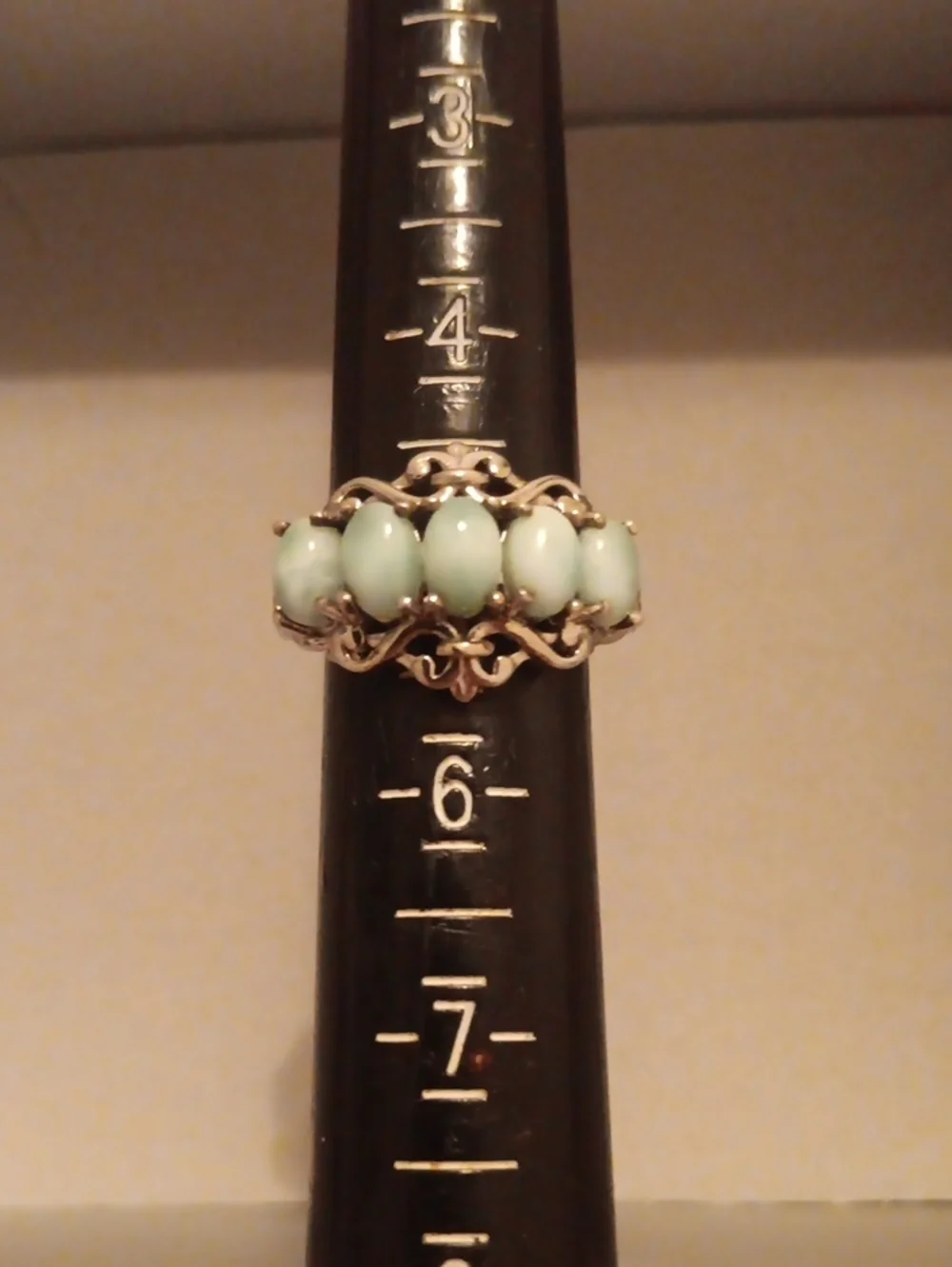 D'Joy Natural Green Larimar and Blue Apatite 3.10 ctw Ocean Cascade Ring in 925